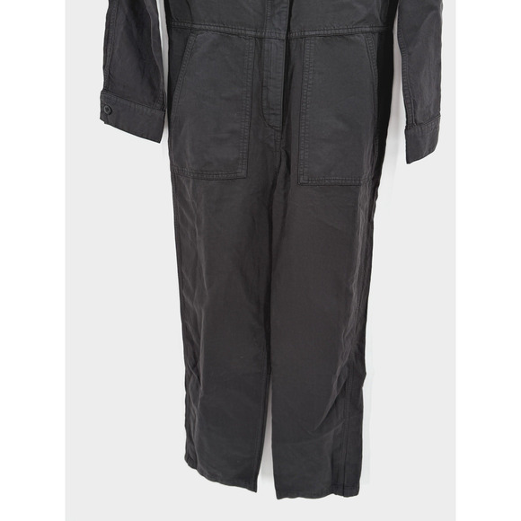 Outerknown Jumpsuit Womens Size Small Organic Cotton Linen Black Long Sleeve New - Picture 4 of 10